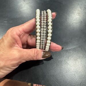 Elegant Pearl and Rhinestone Bangles